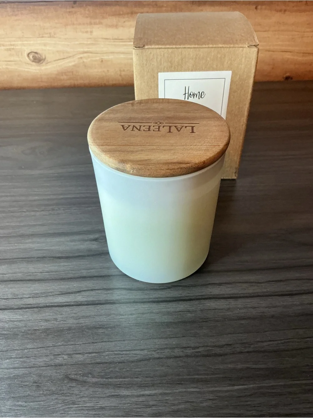 LaLeena Lavender Scented Inspirational Home Quote Candle w/ Wooden Lid NWT
